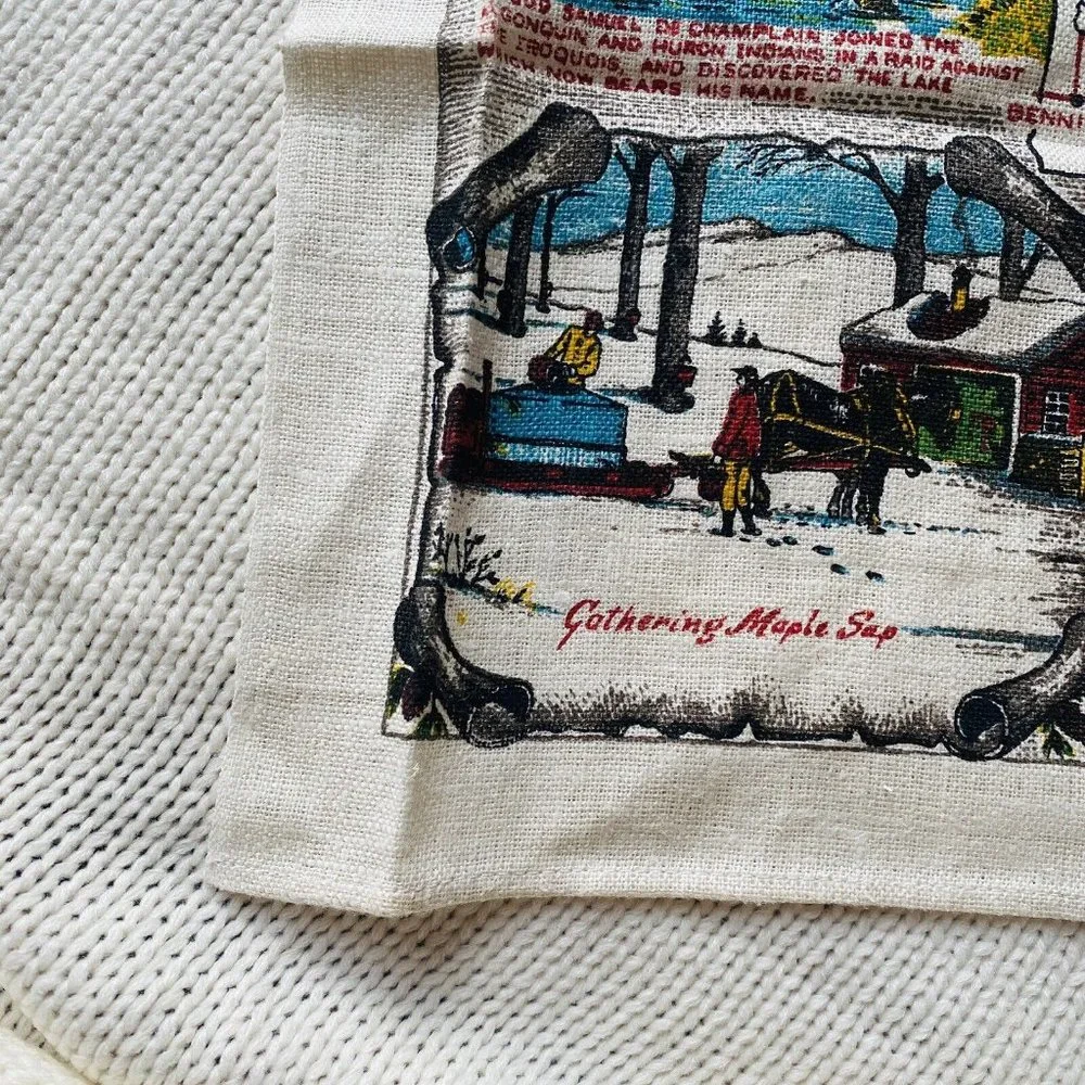 Vintage Linen Kitchen Towel Vermont Souvenir Unused Kay Dee Dish Tea